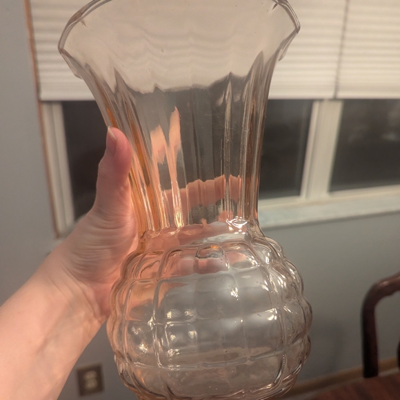 VTG Anchor Hocking Pink Depression Glass Vase Ruffled Pineapple - Picture 5 of 5